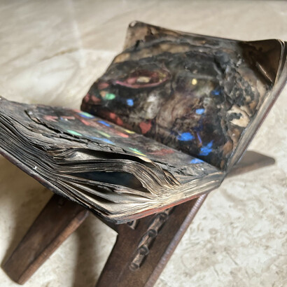 Saba Hasan, Burnt book 5 (detail), 2011. Courtesy of Kiran Nadar Museum of Art