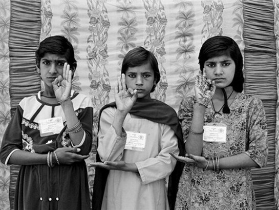 Gauri Gill, Sunita, Sita and Nirmala, 2003, Archival inkjet print, edition of 7 (+1 AP), 28 x 42 in.