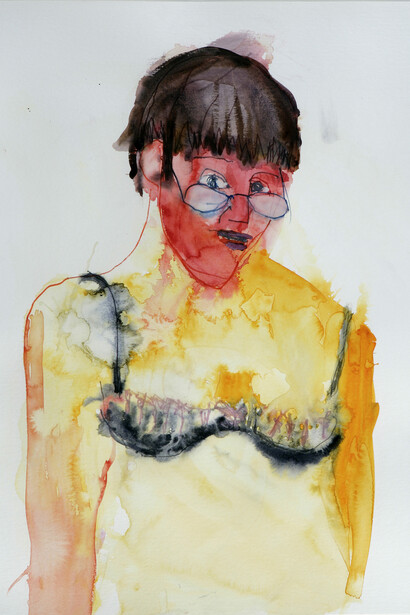 Lucy Jones, Flushed, 2006, Watercolour pencil on paper, 50 x 38 cm, 19 3/4 x 15 in, Image courtesy of Flowers Gallery, London and New York
