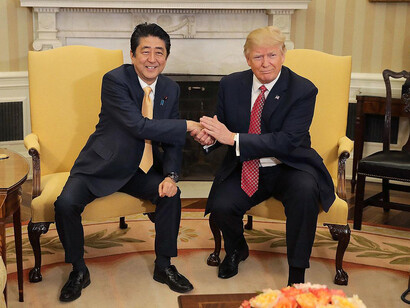 Shinzō Abe and Donald Trump during their meeting