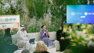 Lideranças políticas em discurso na COP28 realizada no mês de dezembro em Dubai, 2023