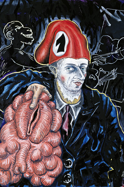 Jörg Immendorff, Sans titre, 1996, Huile sur toile, 150 x 130 cm, Photo: Lothar Schnepf, Cologne
© Collection privée