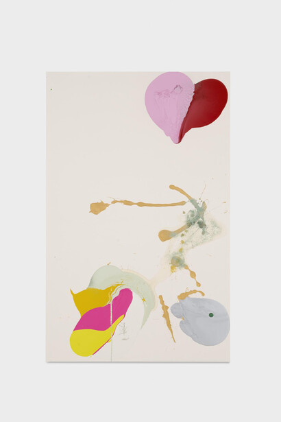 John M Armleder, A Frog Jumped with a Powder-Brush into the Water, 2014, Mixed media on canvas, 300 x 190 x 6 cm, 118 1/8 x 74 3/4 x 2 3/8 inches, Courtesy of the Artist and Almine Rech Gallery.
Photography © 2014 Sven Laurent - Let me shoot for you