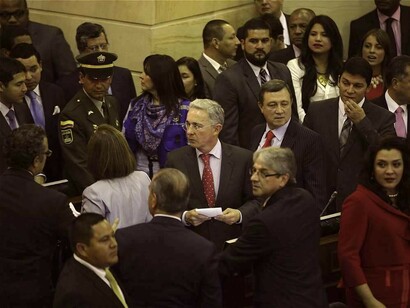 Constitución de la Cámara de Representantes en la pasada legislatura: en el centro, el expresidente Uribe