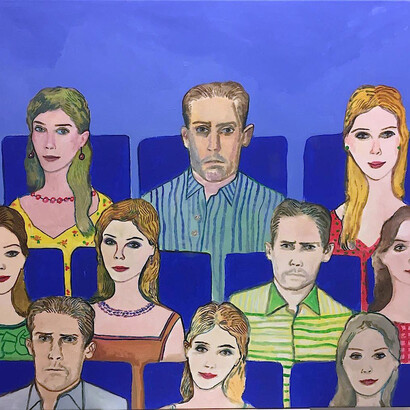 Edouard Sacaillan

Spectators in cobalt blue seats, 2019

acrylic on canvas

97 x 106 cm

Courtesy Kalfayan Galleries,Athens-Thessaloniki 