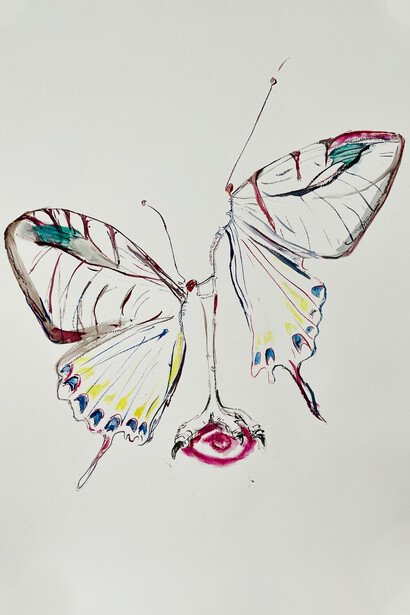 Maro Michalakakos, In Orbit (Specimen 0), 2021, watercolor on paper, 74 x 57 cm. Courtesy Kalfayan Galleries