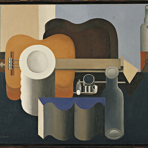 Le Corbusier, Nature morte à la pile d’assiettes et au livre, 1920, Huile sur toile, 80,9 x 99,7 cm © FLC, ADAGP, Paris 2015
