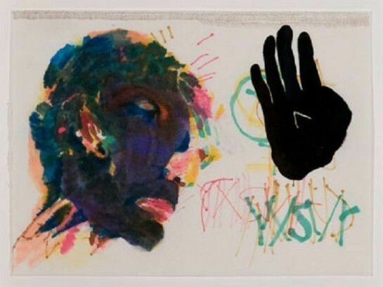 Clint Colburn, Palm Teller, 2013, Mixed media on paper, 9" x 12" (paper size)