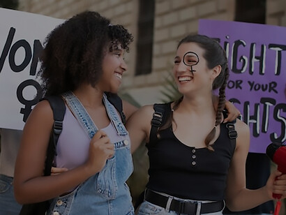 An evocative image portraying a woman fervently protesting for her rights, championing causes such as gender equality, equal pay, and the right to vote