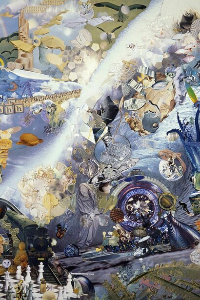 Jess, Sent On The VIIth Wave, 1979, Collage and mixed media 39 x 33 in. The Buck Collection, Laguna Beach, CA