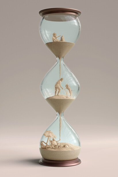 Concetto di tempo che scorre con clessidra: "Perché non calcoliamo quante volte siamo stati felici? O quante volte ci hanno tenuto la mano i nostri migliori amici, quando stavamo male? Quante volte siamo stati capiti?"