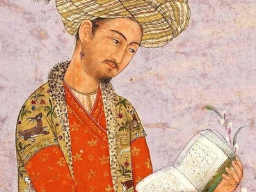 Idealized portrait of Babur (1483–1530) in Persian style, painted in India, c. 1605–1615 (British Museum, 1921,1011,0.3)