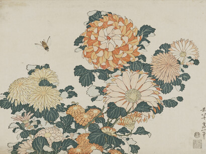 Katsushika Hokusai, Chrysanthemums and Horsefly, about 1833-34