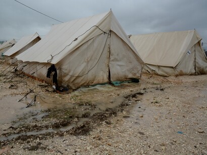Inundaciones en el campamento de Katsikas, Grecia