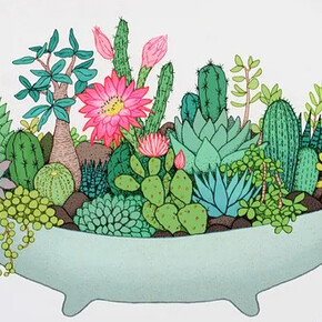 Annie Davidson, Summer cactus pot (detail). Courtesy of Linton and Kay 