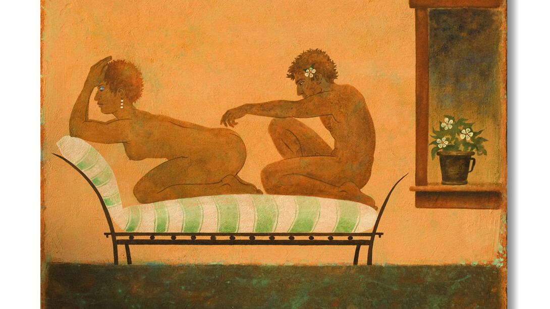 The French Settee, 2013  40 x 48 inches, fresco secco on plaster over panel on foam core by Phyllis Palmer