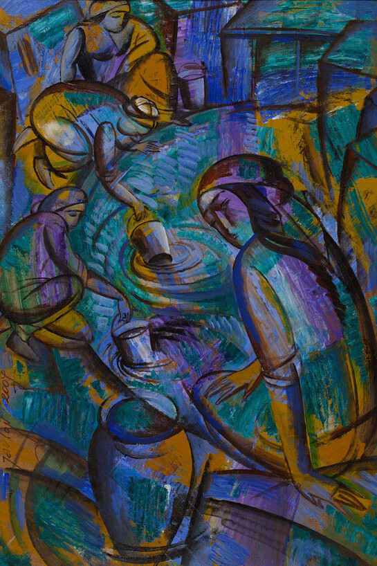 Collecting water 125x100cm, acrylic on canvas, 2007. Courtesy of Andakulova Gallery