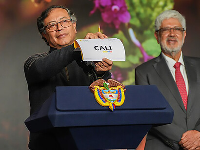 President Gustavo Petro announcing the city of Cali as the host for UN Biodiversity COP16 in 2024