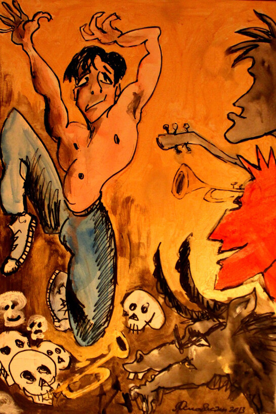Andrey Khlobystin “Pop-Mechanics” 2013  canvas, mixed media, 50 х 70 cm, from Sergey Chubraev’s collection