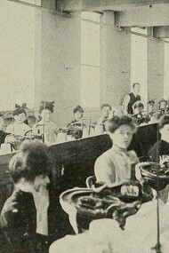Trabajos textiles: fabricación de hilos de algodón, lana y estambre, tejido, diseño, química y teñido, acabados, tejido de punto y temas afines,1911, Chicago, USA