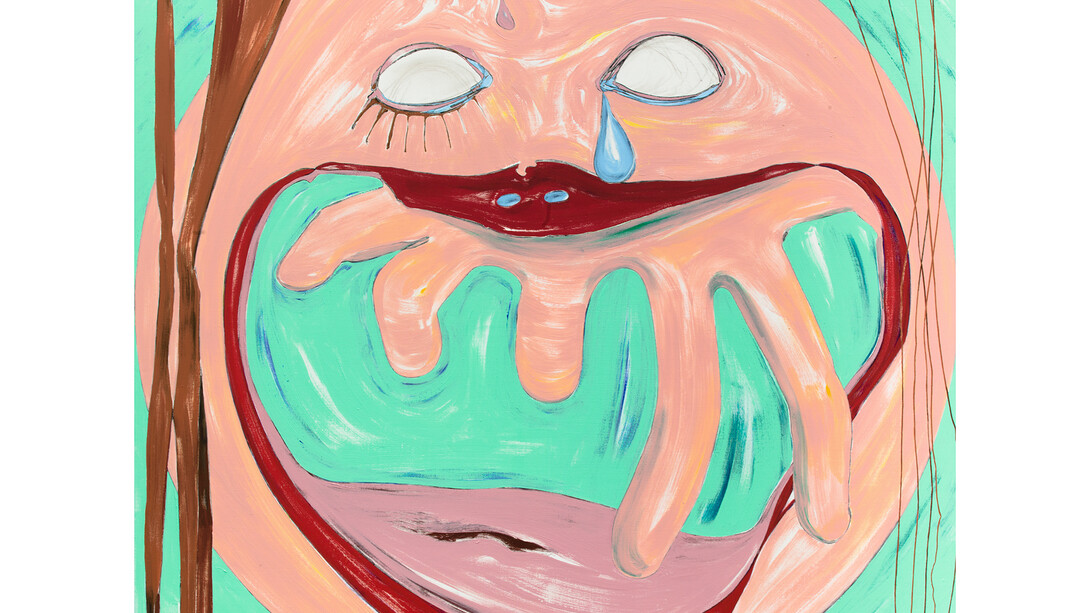 Nicola Tyson, Self-portrait : single tear, 2015, Acrylique sur lin, 183 x 183 cm © Courtesy Nicola Tyson et Petzel Gallery, New York