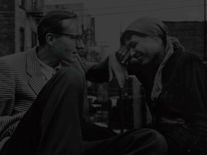 William Burroughs charming an artist on Allen Ginsberg's roof
