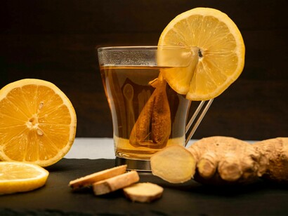 A ginger lemon tea that is perfect for boosting immunity and aiding digestion, representing how the right pairing with ginger can enhance the flavour and positive effects of any dish