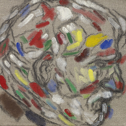 R.B. Kitaj, Technicolour Self Portrait, 2007, oil on canvas, 30.5 x 30.5 cm 

