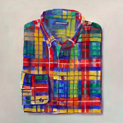Walter Robinson, Long Sleeve Plaid, 2014, Acrylic on canvas, 28 x 28 inches (71 x 71 cm), Courtesy LYNCH THAM, New York