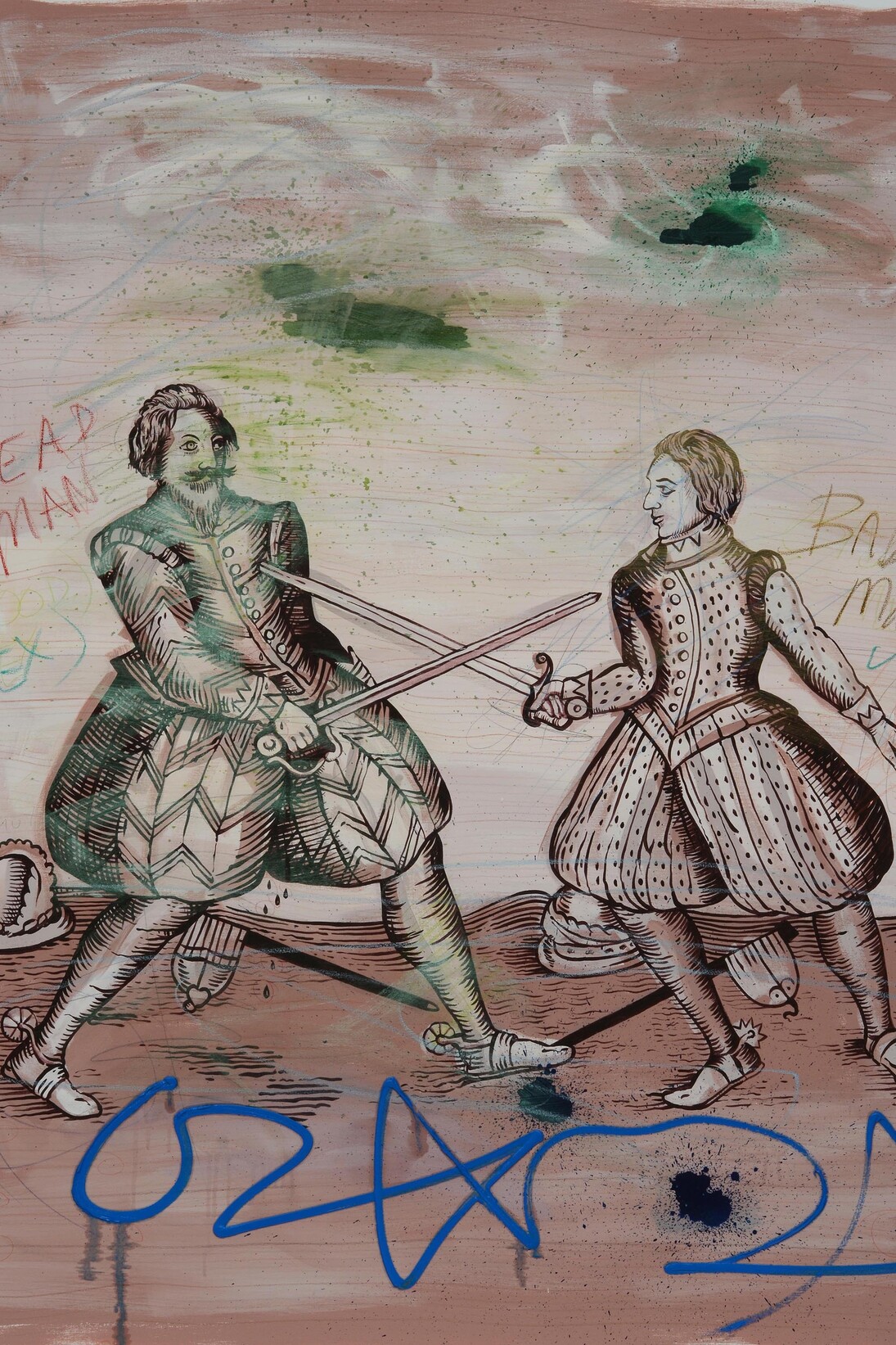 David Godbold, Untitled (Duelists with green clouds), 2015