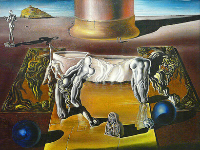 Salvador Dalí, Donna addormentata invisibile, leone, cavallo, olio su tela, 1930