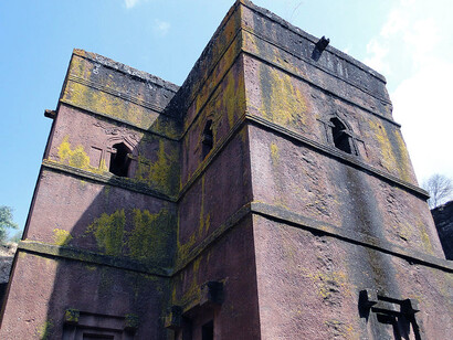 The Church of Saint George, Lalibela Ethiopia reestablished as a symbolic new holy site, following the fall of Jerusalem to the Muslim forces of Saladin in 1187 AD 
