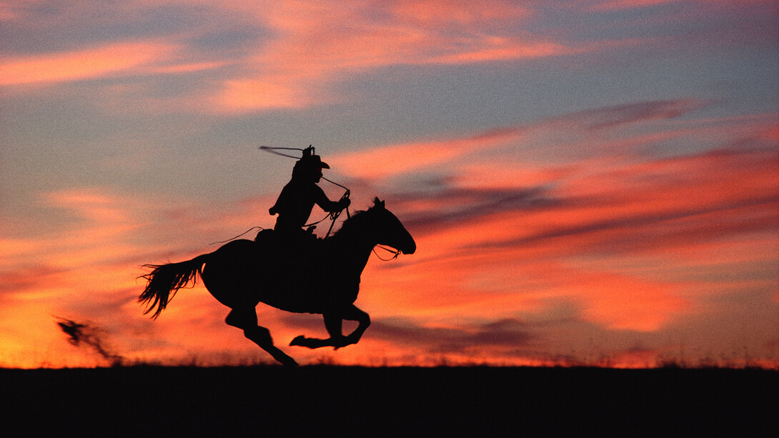Norm Clasen, Sunset chase, Riverton, WY, 1985. Courtesy of M+B