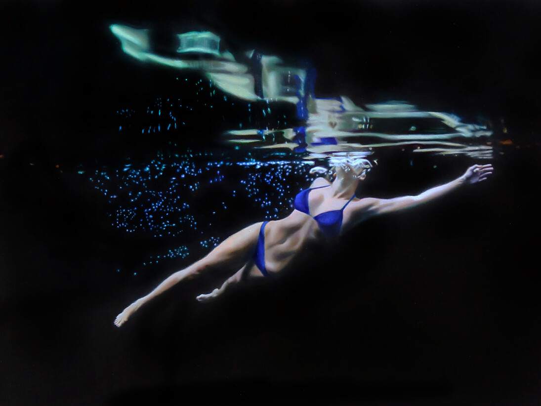 Matt Story, Blue Twist Black, Oil on panel, 76 x 61 cm