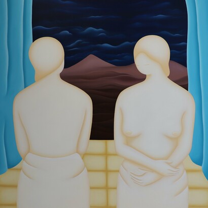 Anaja Hvastija Gaia,
Parallel Existence (detail), 2024,
Oil on canvas,
59 x 55 inches. Courtesy of the artist and Allouche Gallery