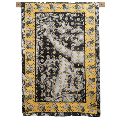 Jess Atieno, Subira (Patience), 2023, jacquard woven fabric, 62x41 inches. Courtesy the artist and Montague Contemporary, NYC