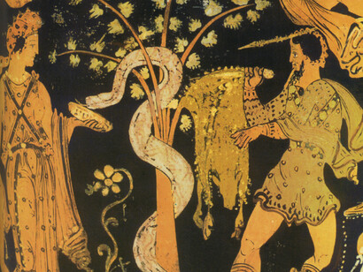 Medea e Giasone, vaso greco