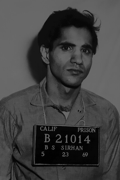Mugshot taken of Sirhan Sirhan following his arrest, 1969
