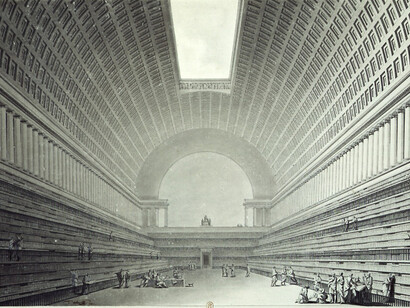 Ilustração de Étienne Louis Boullée para a Biblioteca Real de França, 1785