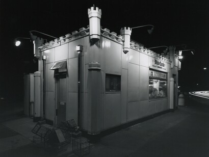 George Tice, White Castle, Route #1, Rahway, New Jersey, 1973, gelatin silver print, 16 x 20 inches. Courtesy of Joseph Bellows Gallery, La Jolla California