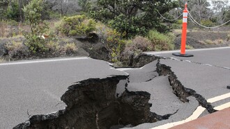 Earthquake causes road destruction