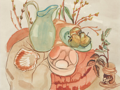 Un silence vibrant se cache dans cette nature morte, où les couleurs, les formes et les objets se fondent pour créer une danse subtile entre le visible et l’invisible, une métaphore d’un amour caché