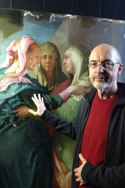Bill Viola davanti alla Visitazione del Pontormo