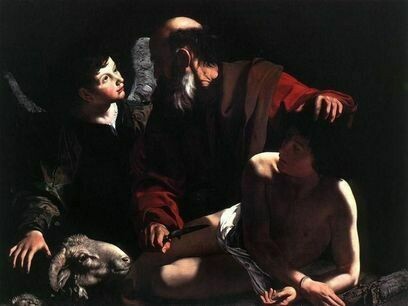 Caravaggio. El sacrificio de Isaac. 1598. Óleo sobre lienzo. 116 x 173 cm. Colección Barbara Piasecka Johnson, Universidad de Princeton, Nueva Jersey