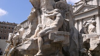 Gian Lorenzo Bernini, "Fontana dei Quattro Fiumi", 1648-1651, dettaglio. Piazza Navona, Roma, Italia