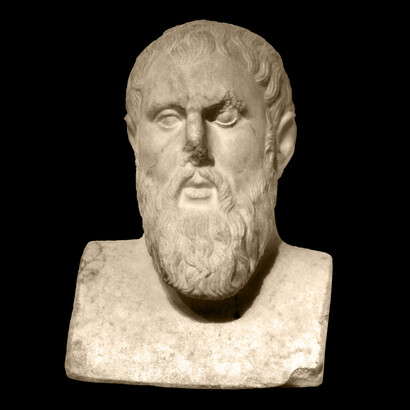 Busto de Zenón de Citio, fundador de la escuela filosófica estoica, que inició hacia el 300 a. C. en Atenas