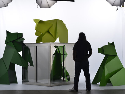 Hacer with “Cub Triptych” (1/2 scale), The Bear Series. Photographer: GH Studio