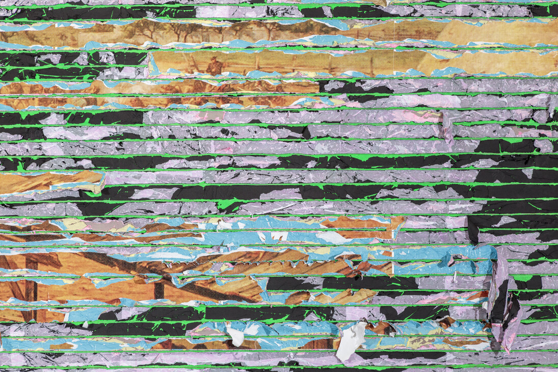 Mark Bradford, “Pickett's Charge” (detail), 2017. Mixed media. Photo: Joshua White. Courtesy of the artist and Hauser & Wirth.
 
