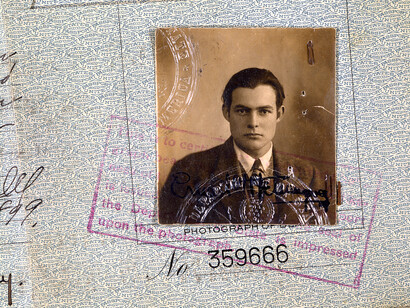 Hemingway’s 1923 passport (detail), 1923. Ernest Hemingway, Photograph Collection. John F. Kennedy Presidential Library and Museum