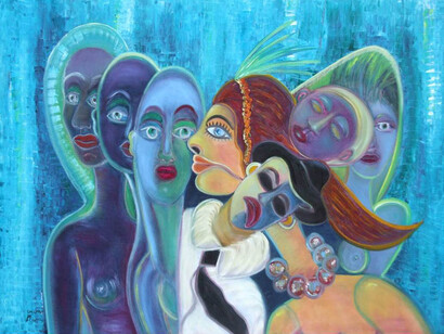 Ouni Mam, Différents, Oil on Canvas, 23.5" x 32"